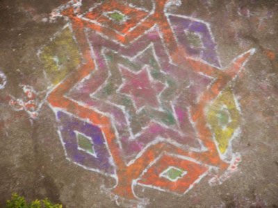 Rangoli (chalk mandala drawn on the ground)