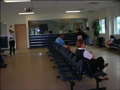 waiting room of Amtrak station in St. Louis