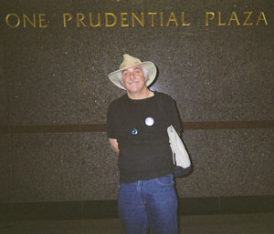 the author in the lobby of the Prudential Building, where he had a momentous experience in 1971