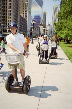 tourists in a Segway parade