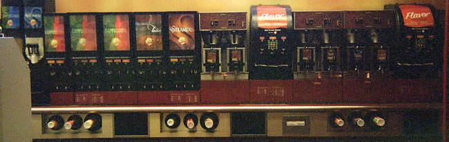 extremely elaborate coffee self-service area at QT gas/convenience station in the Kansas City area