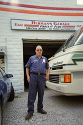 herman, in front of his garage in Illinois