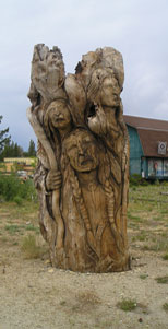 Indian tree trunk sculpture, lake tahoe