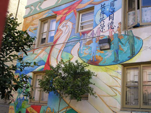 mural detail, white bird