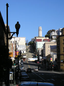 Coit tower from Kearny Street
