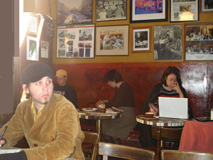 people at Cafe' Trieste tables