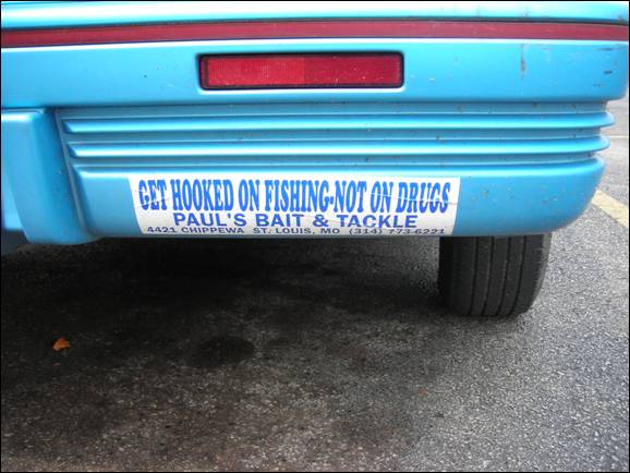 "Get Hooked on Fishing, not Drugs" bumper sticker