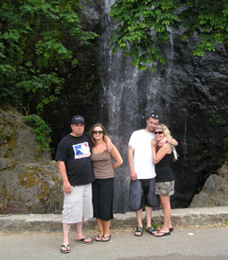 4 strangers (2 couples) posing for me at Bridal Falls